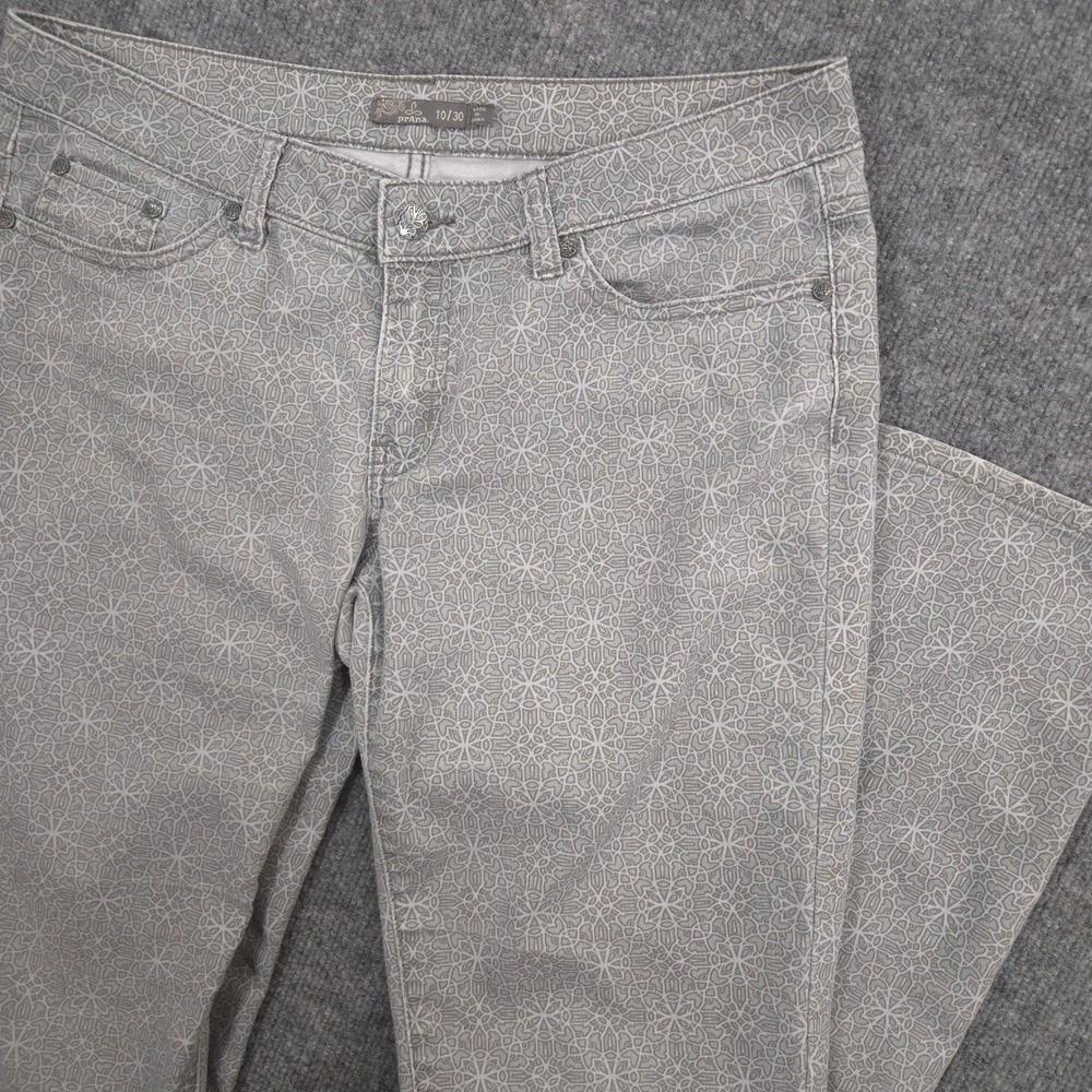 PrAna Kara Jeans Womens 10 Gray Bohemian Geometric Print Skinny Stretch Outdoor